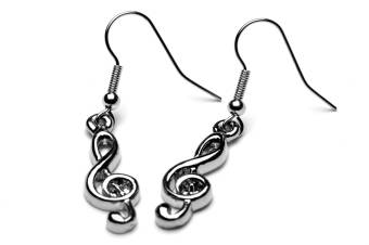 Treble Clef Silver Plated Earrings