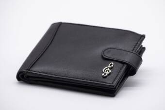 Leather Gents Wallet with silver plated treble clef motif