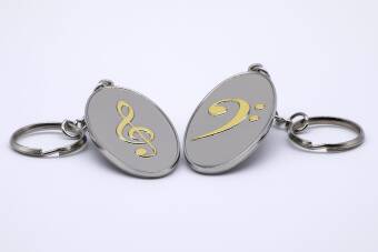 Treble and Bass Clef Motif Double Sided Keyring