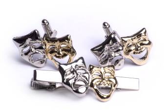 Theatre Masks Cufflinks with matching Tie Clip Set Cover Image