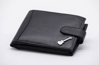 Leather Gents Wallet with Silver Les Paul Guitar Motif