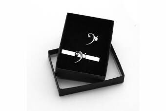 Bass Clef Tie Clip with matching Pin Badge